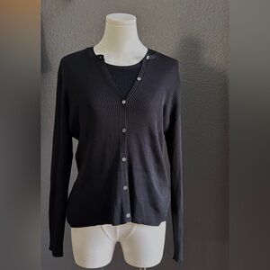 2pc Banana Republic vintage Black 100% Silk Twinset cardigan+shell like new/EUC